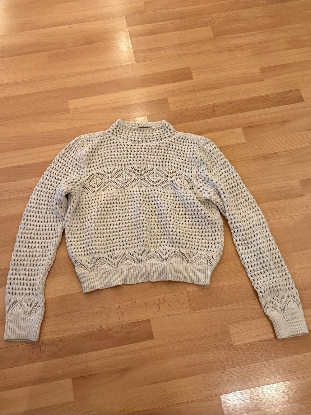Open-Knit Cream oatmeal Sweater Pullover